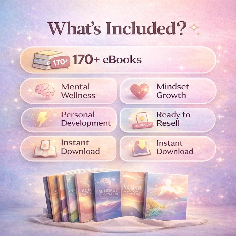 170+ Self-Help and Psychology eBooks PLR MRR Bundle | Mental Wellness, Mindset and Personal Growth Guides | Instant Digital Download